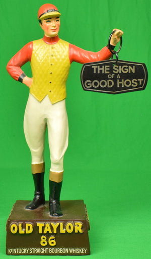 Old Taylor 86 Kentucky c1950s Jockey Mascot w/ The Sign Of A Good Host