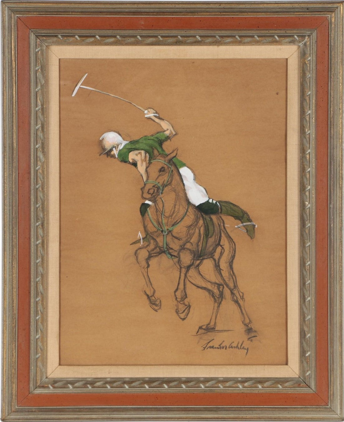 "Polo Player" Gouache by Frank Ashley (SOLD)