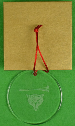 "Myopia Hunt Club Fox-Mask Glass Christmas Ornament" (New in Box)
