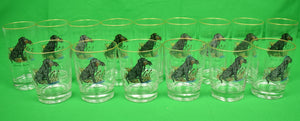 "Set x 15 Labrador Retriever/ Duck Hunting Hand-Painted Carwin Cocktail Glasses"