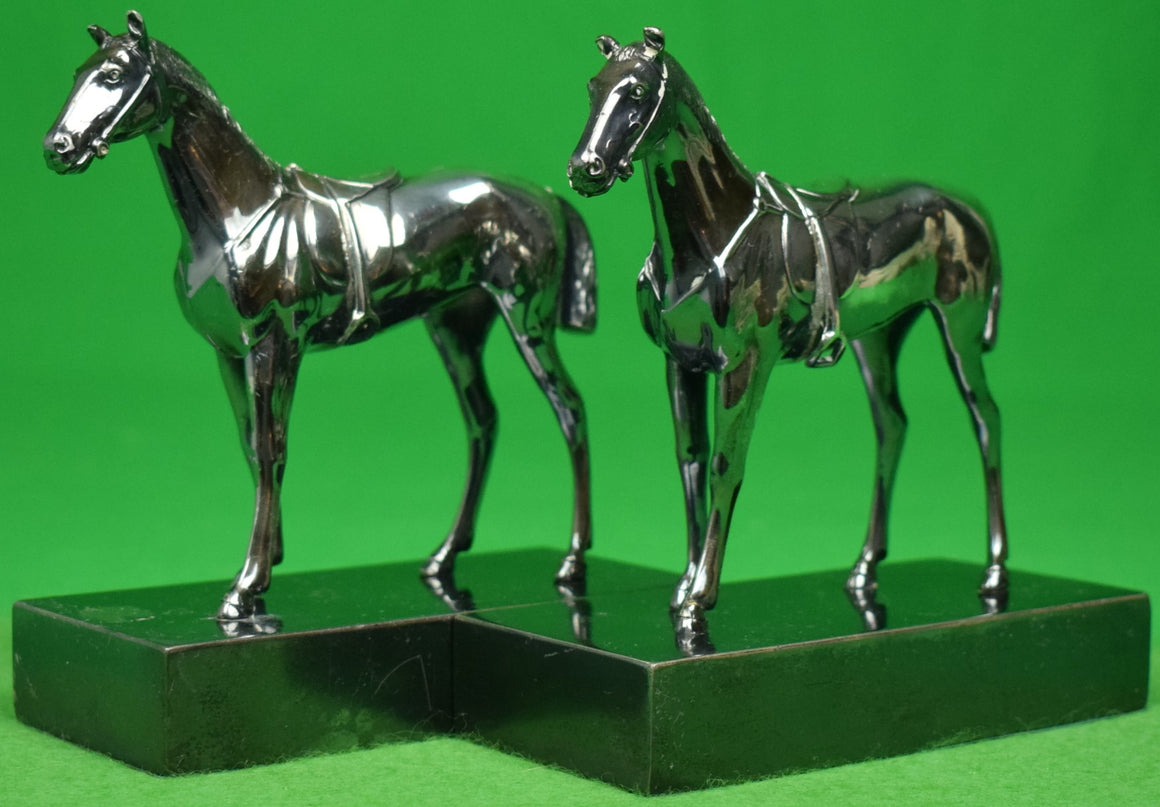 "Pair Of Silver Horse Bookends" (SOLD)