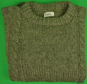 "W. Bill London Heather 'Sage' Olive Shetland Wool Cable Crewneck Sweater" (SOLD)