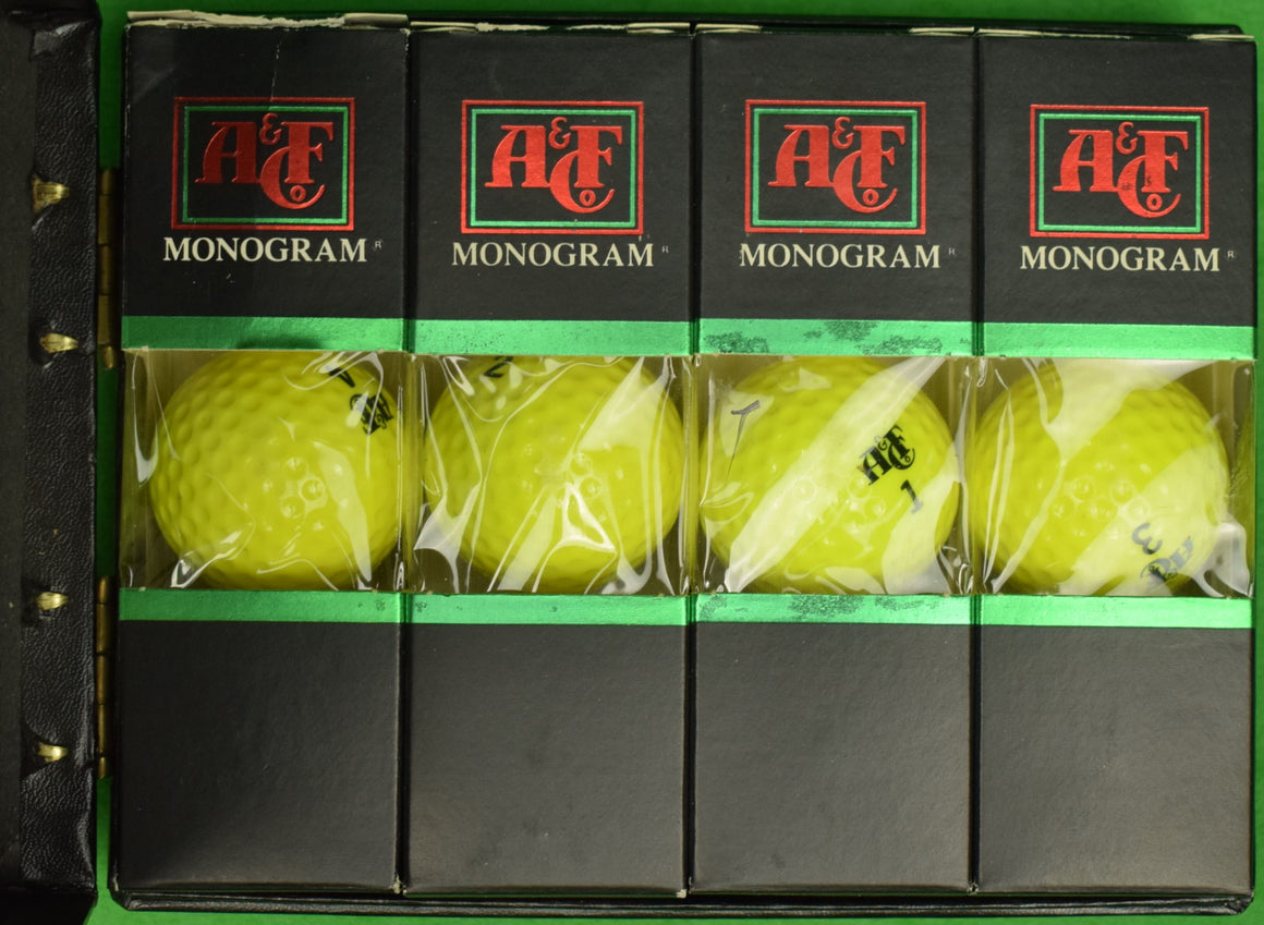 Abercrombie & Fitch 4 Boxed Set of A&F Monogram Yellow 12 Golf Balls (New in Box)