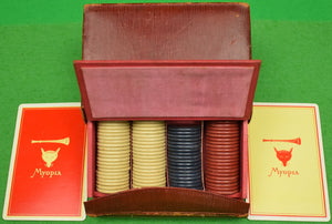 "Myopia Hunt Club Twin Deck of Playing Cards in Leather Box" (SOLD)