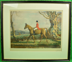 H.R.H. The Prince of Wales on Forest Witch c1921 by Sir Alfred Munnings (SIGNED)