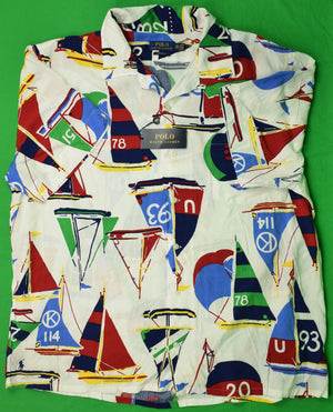 "Polo Ralph Lauren Sailboat Nautical Print S/S Camp Shirt" Sz: XXL (NWT) (SOLD)