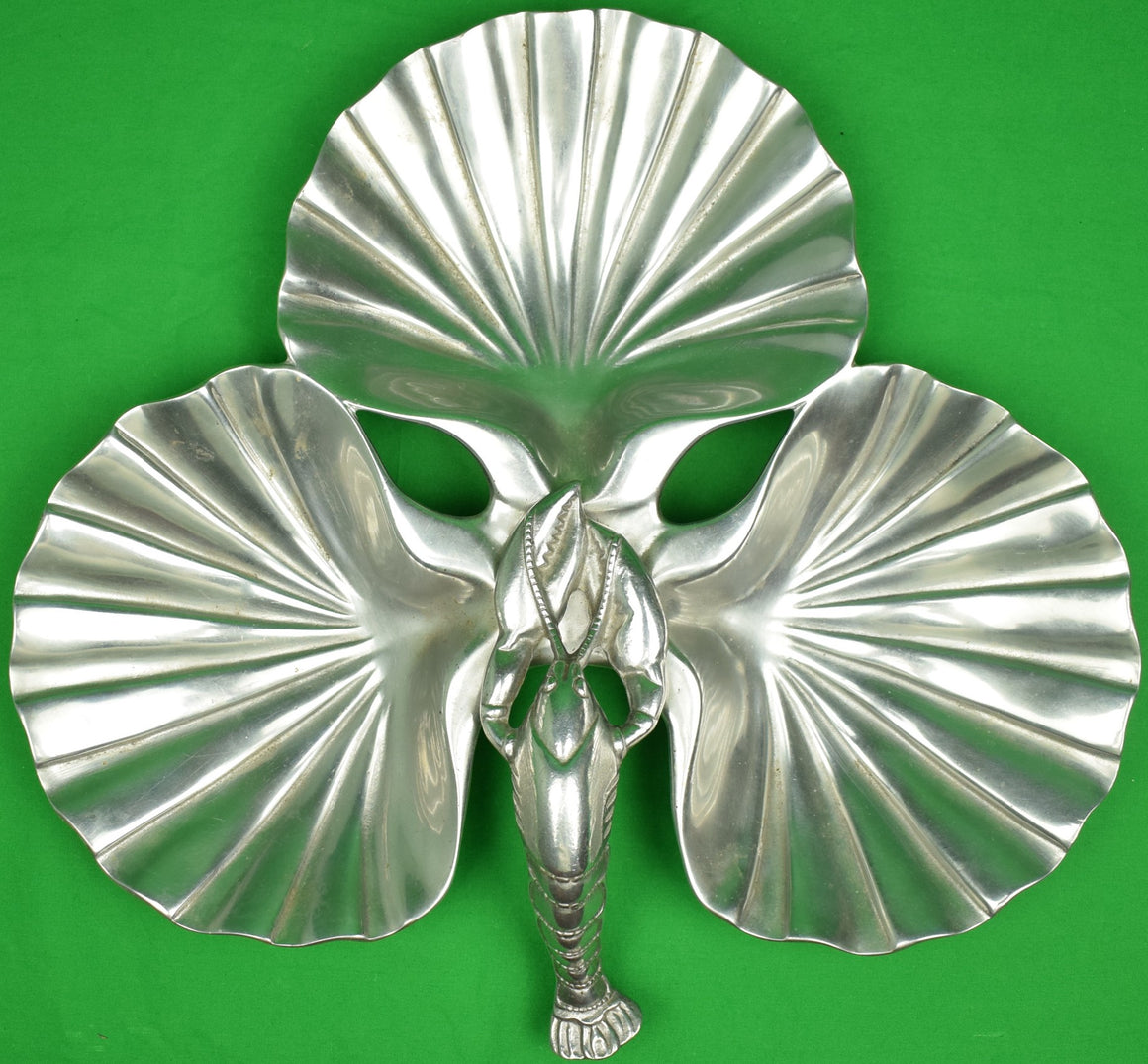 "Tri-Scallop Shell Aluminum Lobster Serving Tray"
