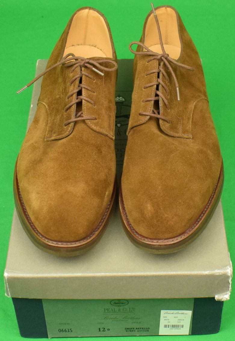 Peal & Co For Brooks Brothers Snuff Repello Suede Gibson Shoes Sz: 12D (New In BB Box!)