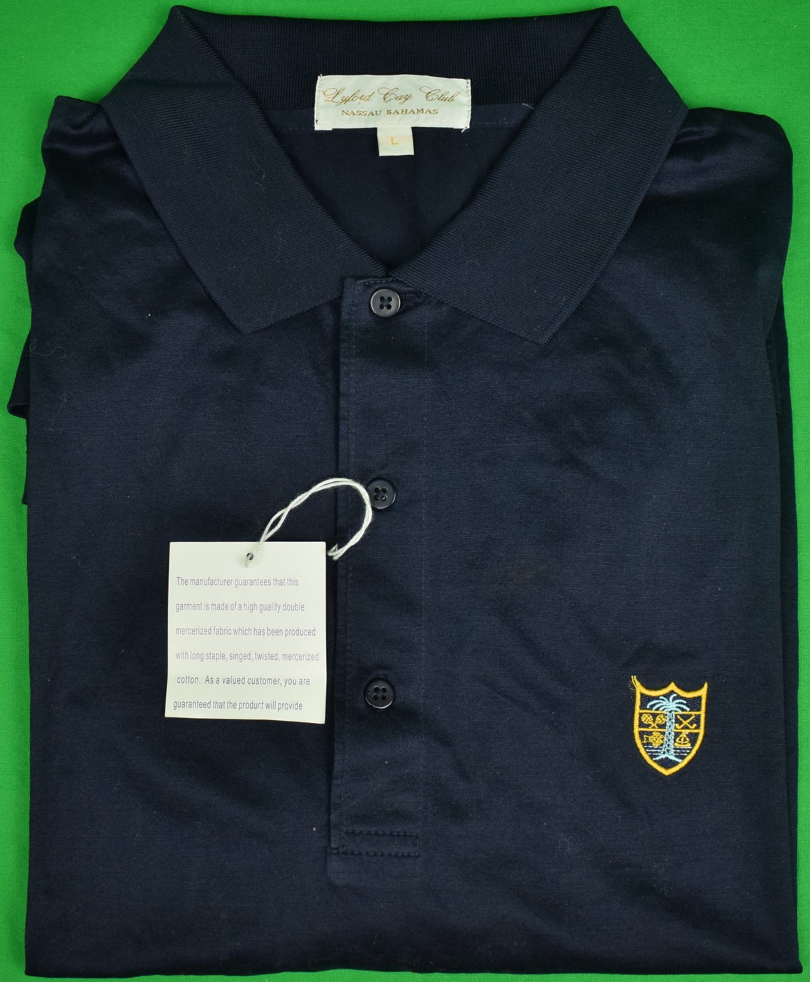 "Lyford Cay Club Navy Cotton Lisle Sport Shirt" Sz: L (New w/ Tag!) (SOLD)
