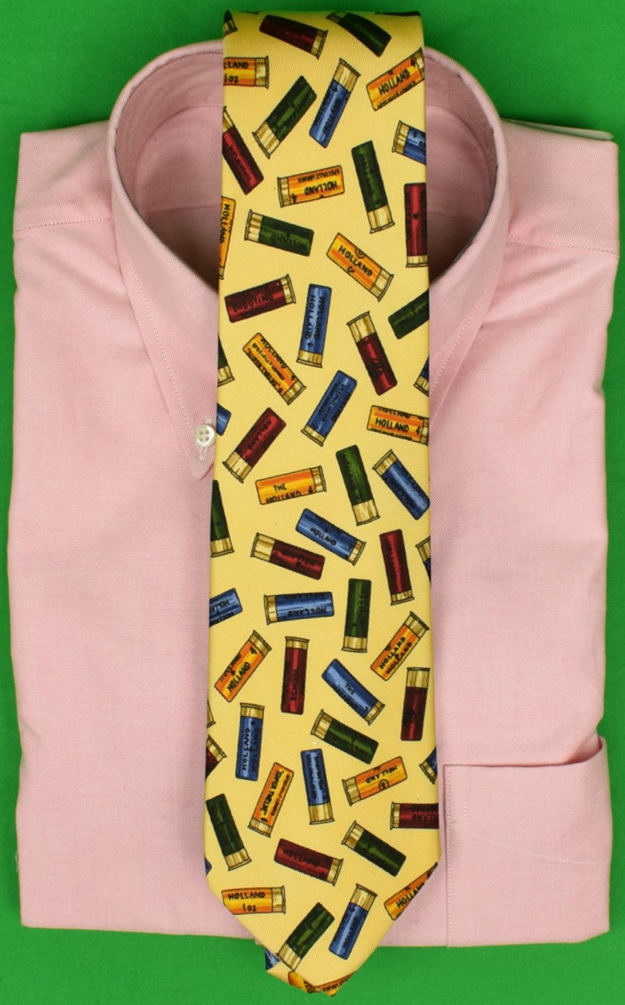 "Drake's x Holland & Holland Multi Colour Shotgun Shell Yellow English Silk Tie"