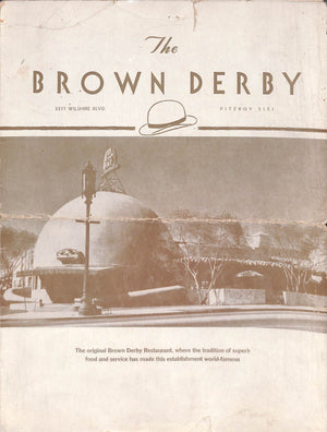 "The Brown Derby Restaurant Menu 12/16/1941"