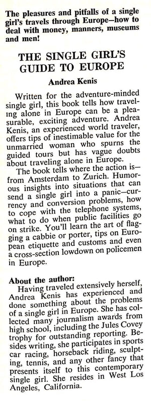 "The Single Girl's Guide To Europe" 1969 KENIS, Andrea (SOLD)