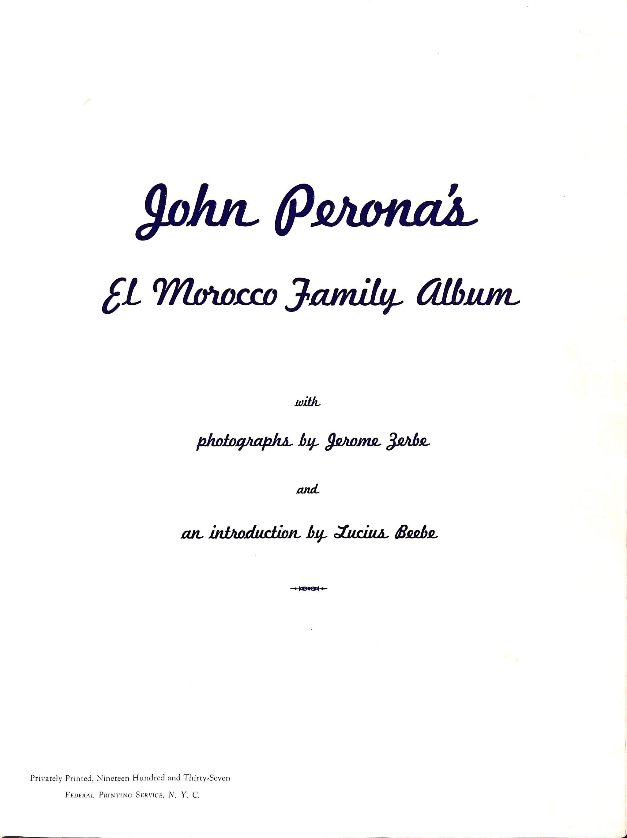 "John Perona's El Morocco Family Album" 1937 Zerbe, Jerome [photographer] (SOLD)