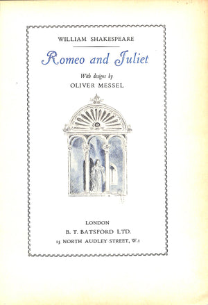 "Romeo And Juliet" 1936 by William Shakespeare With Designs by Oliver Messel (SIGNED)