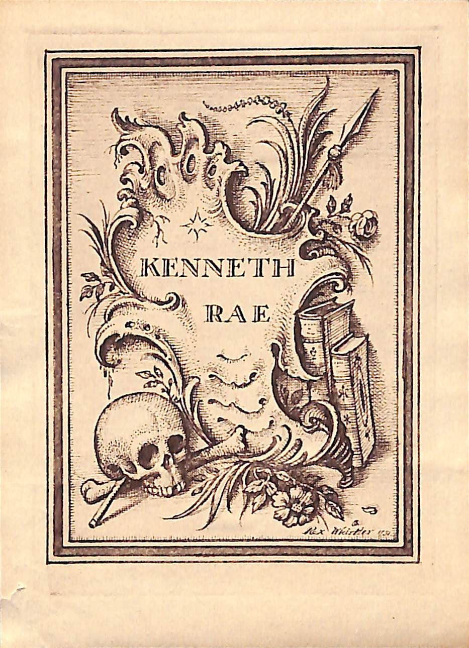 "Rex Whistler Designed 1931 Bookplate For Kenneth Rae"