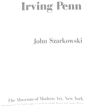 "Irving Penn" 1984 SZARKOWSKI, John (CO-SIGNED) (SOLD)