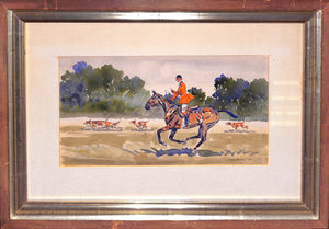 Paul Desmond Brown Huntsman w/ Hounds c1947 Watercolor