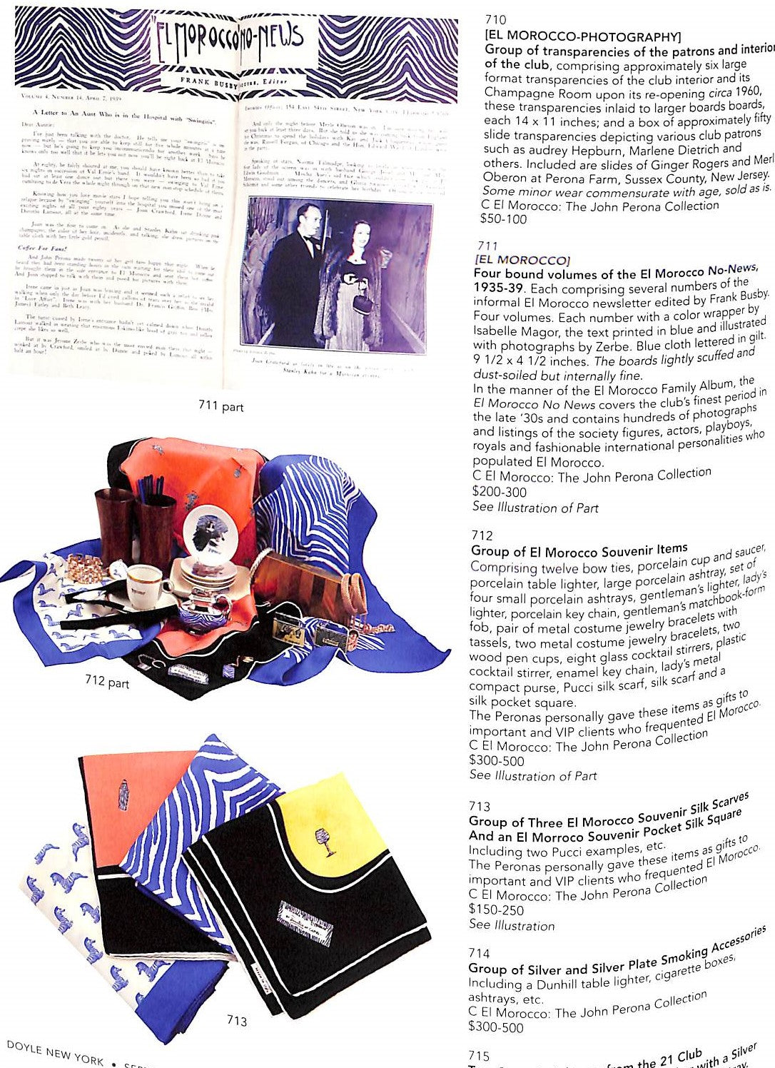 El Morocco The John Perona Collection - September 16, 2014 Doyle New York