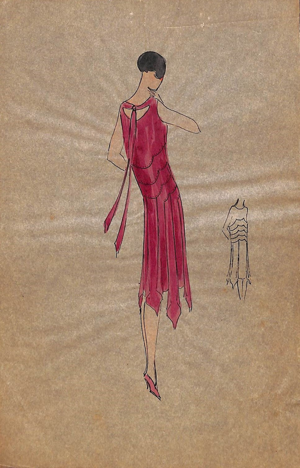 Lanvin of Paris c1920s Original Fashion Illustration in Gouache