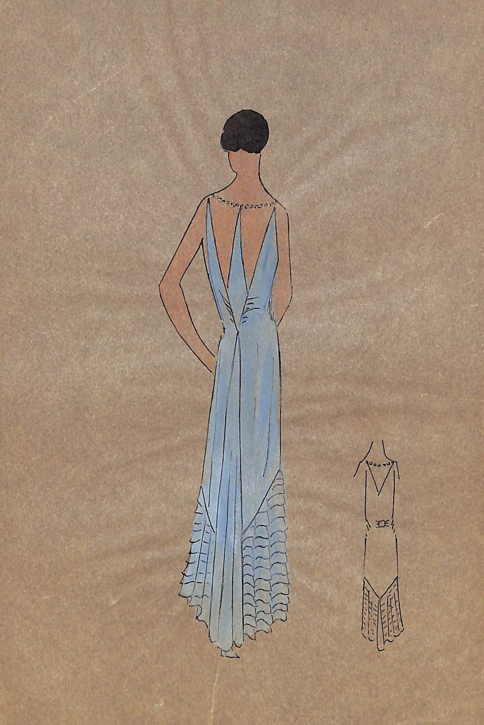 Lanvin of Paris c1920s Original Fashion Illustration in Gouache