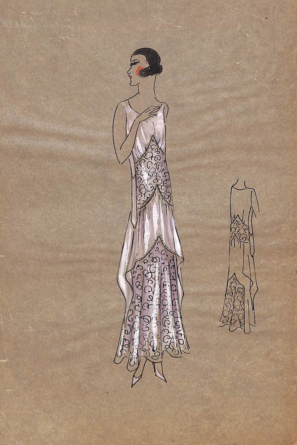 "Lanvin of Paris c1920s Original Fashion Illustration in Gouache" (SOLD)
