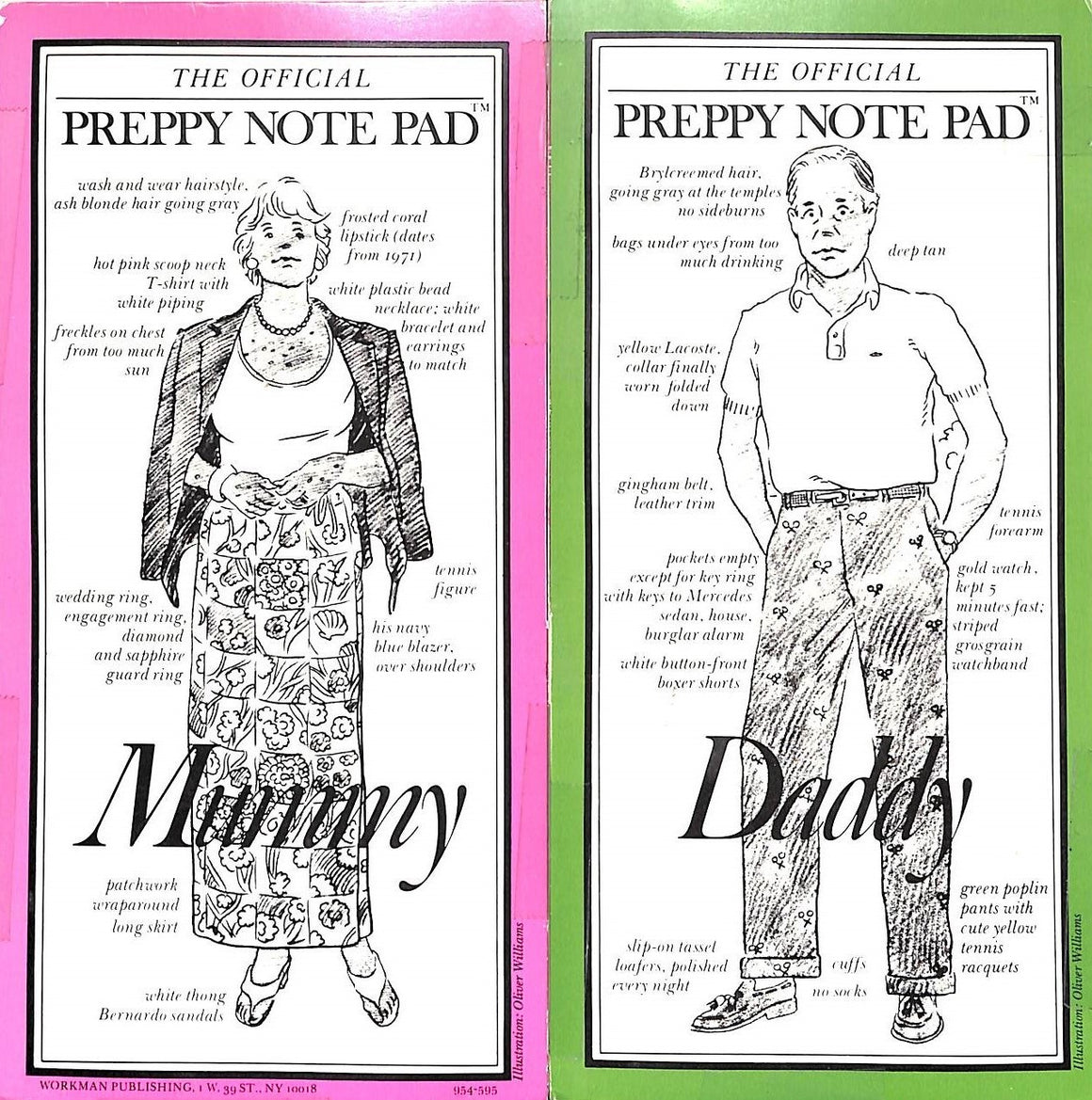 "The Official Preppy Note Pad" 1981 w/ 'Pink' Mummy & 'Green' Daddy (SOLD)