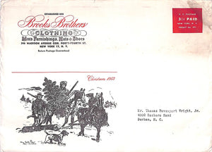 Brooks Brothers Christmas 1953 Envelope w/ Paul Brown Illustration