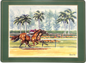 Set of 2 Hialeah & 2 Saratoga Race Track Place Mats Made In England New in Box!