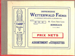 "Imprimerie Wetterwald Freres" 1931