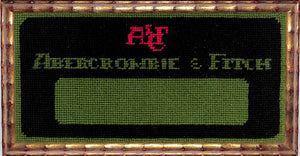 "Abercrombie & Fitch c1960s Needlepoint A&F Logo Sign In Gilt Bamboo Frame" (SOLD)
