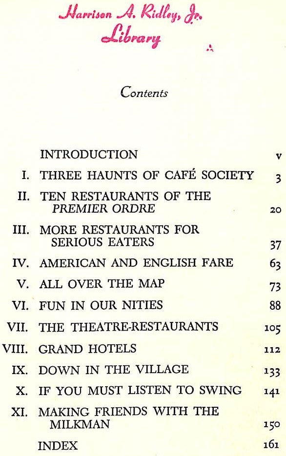 "Dining Wining And Dancing In New York" 1938 MIDDLETON, Scudder