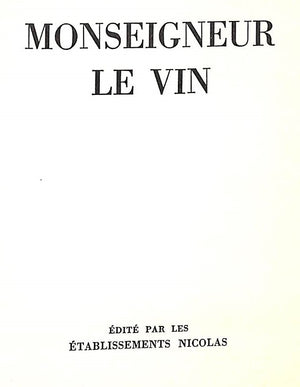 "Monseigneur Le Vin" 1927 MARTIN, Charles