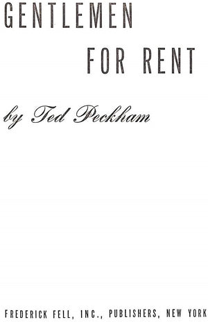 "Gentlemen For Rent" 1955 PECKHAM, Ted