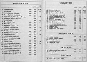 "Wine List: The Waldorf-Astoria" 1938