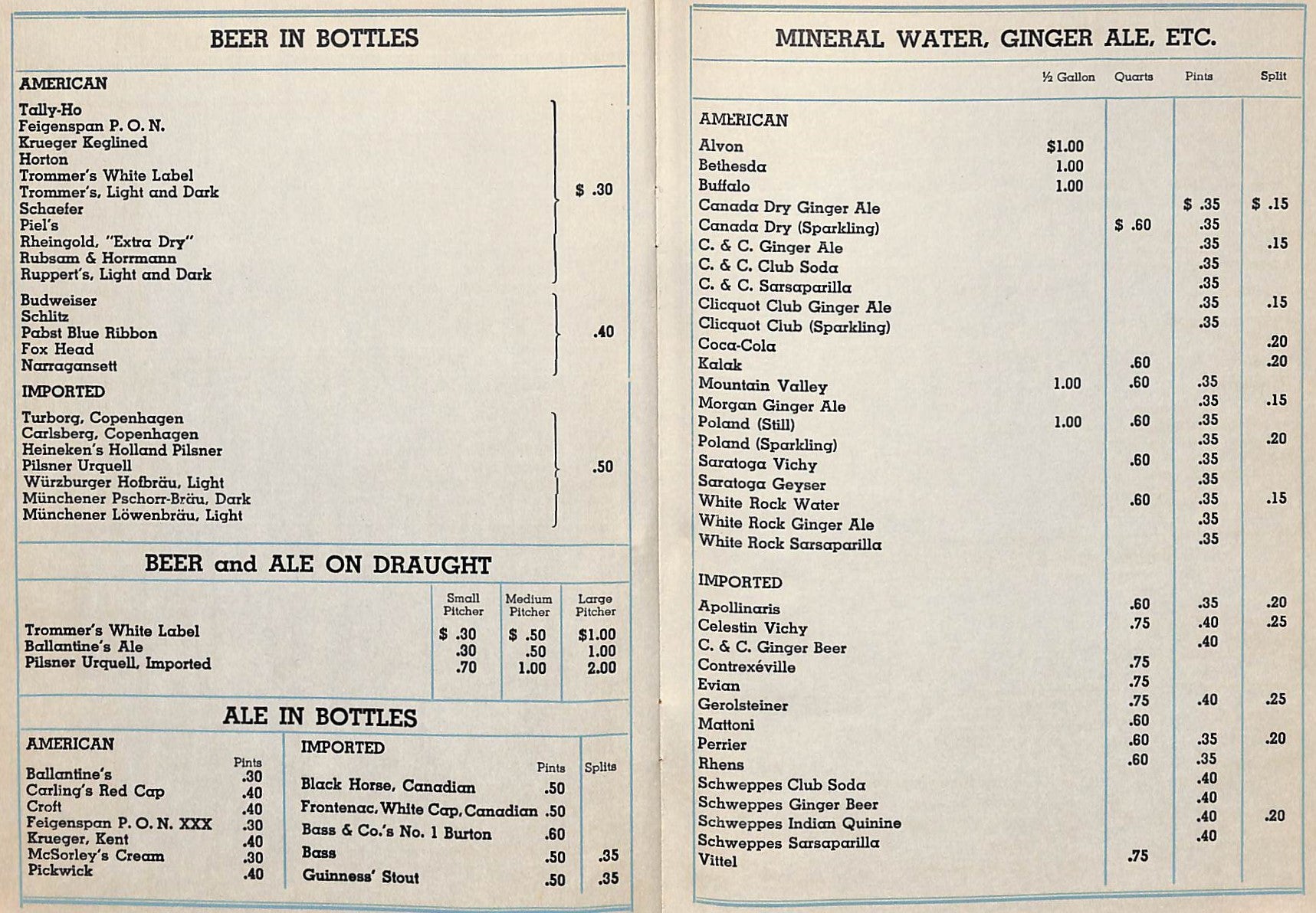 "Wine List: The Waldorf-Astoria" 1938