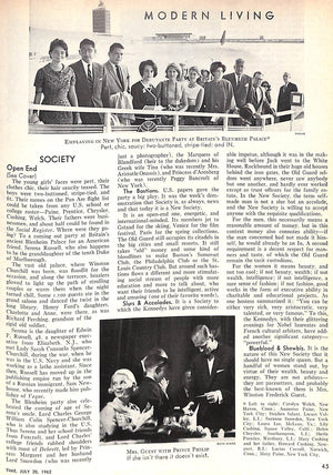 "Time Magazine w/ Mrs Winston (C.Z.) Guest" July 20, 1962 (SOLD)