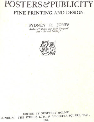 "Posters & Publicity Special Autumn Number of "The Studio" 1926" JONES, Sydney R.