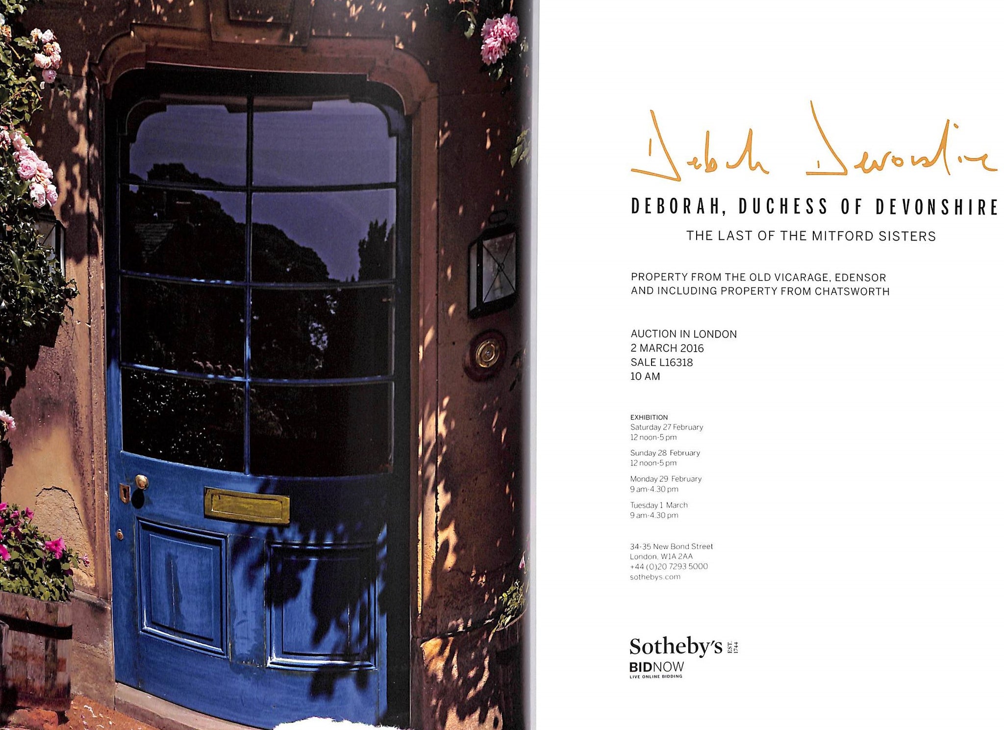 "Deborah, Duchess Of Devonshire The Last Of The Mitford Sisters" 2016 Sotheby's