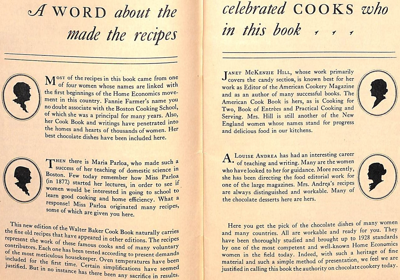 "Famous Recipes For Baker's Chocolate And Breakfast Cocoa" 1928 HOWE, Robin