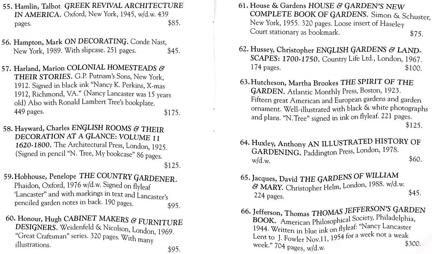 "Books from the Library of Nancy Lancaster" Kinsey Marable & Co (SOLD)