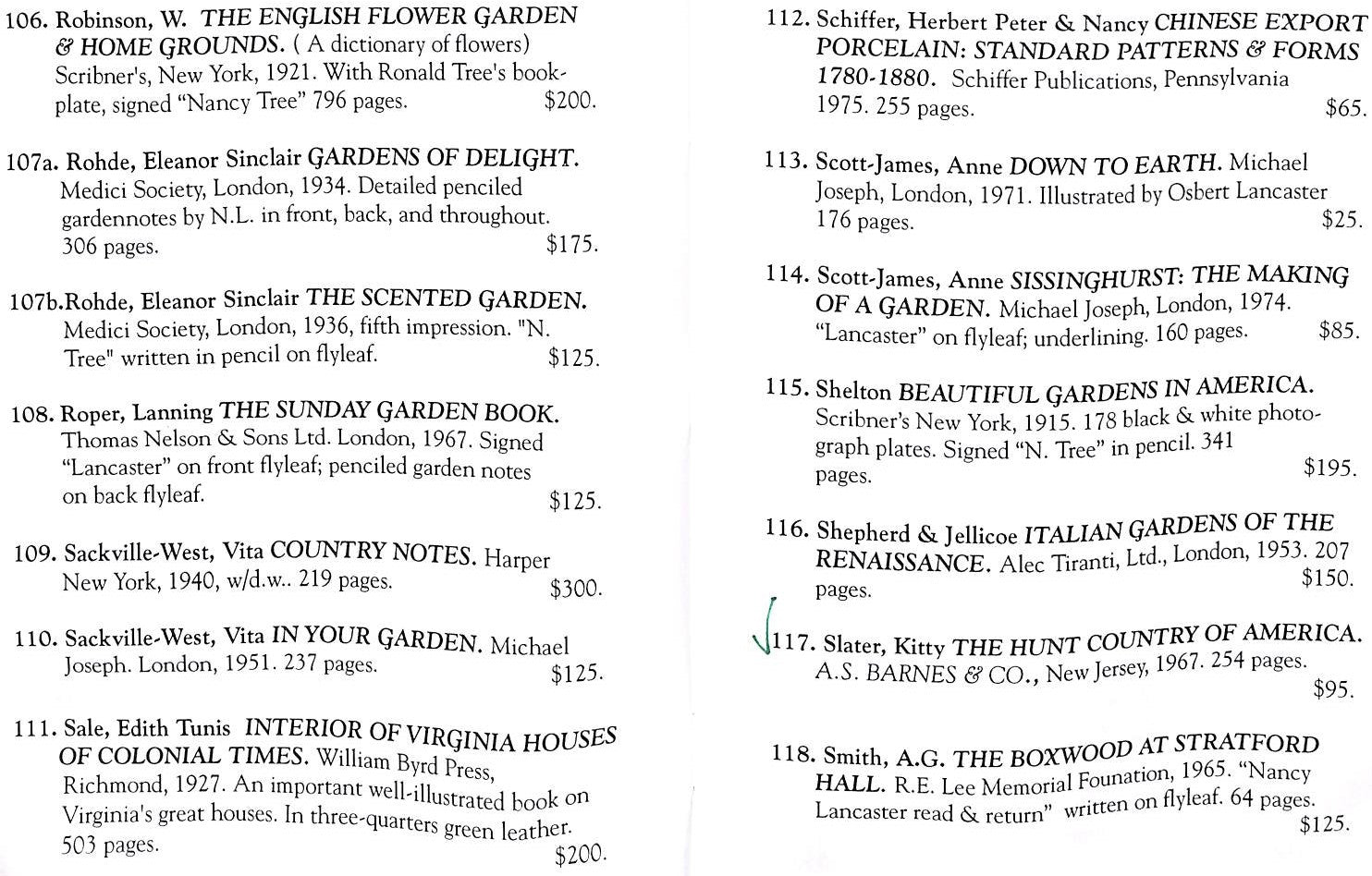 "Books from the Library of Nancy Lancaster" Kinsey Marable & Co (SOLD)