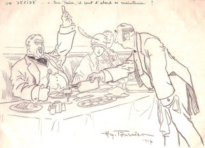Original Pencil Sketch "Un Decide" 1917 by Hy Fouriner