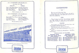 "International Polo Events England v America 1914 Official Programme"