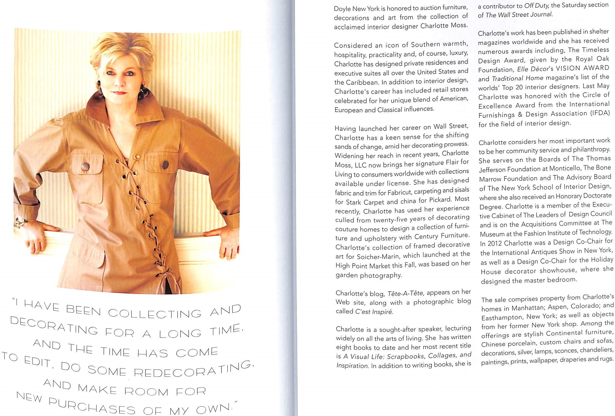 "The Charlotte Moss Collection" 2013 DOYLE (SOLD)