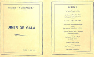 "S.S. 'Normandie' Set x 10 c1935 Transatlantique Menus"