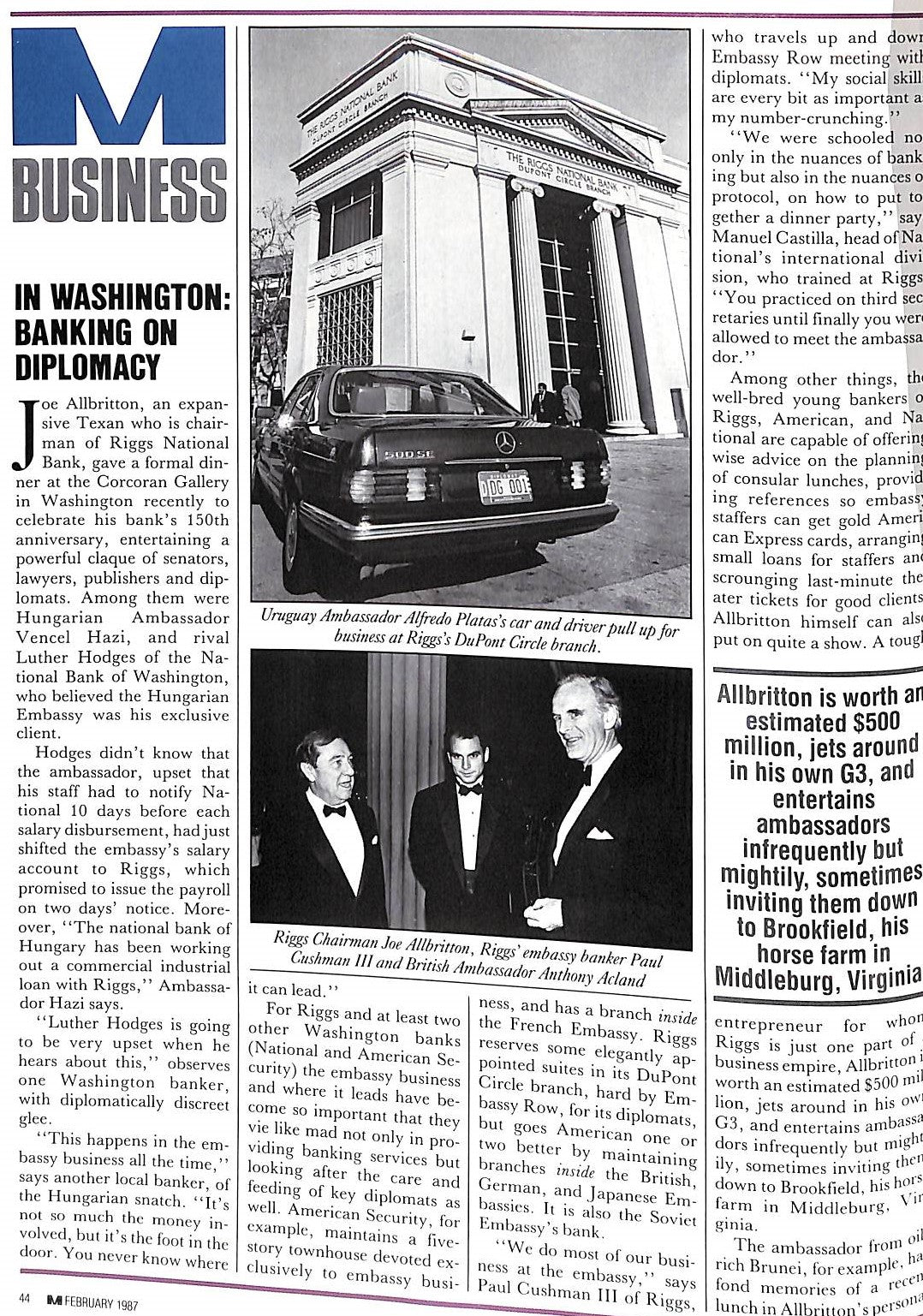 "M The Civilized Man: The Right Places and The Wrong Ones" February 1987