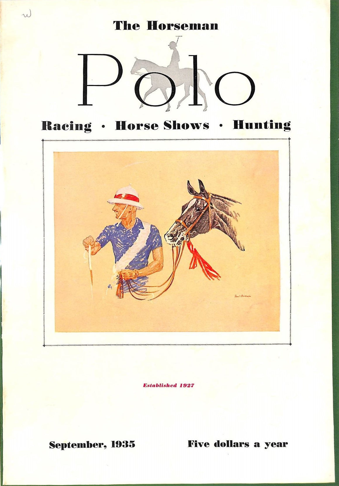 "Polo Magazine September, 1935" w/ Paul Brown Cover