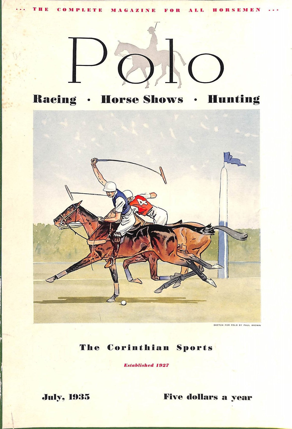 "Polo Magazine July, 1935" w/ Paul Brown Cover