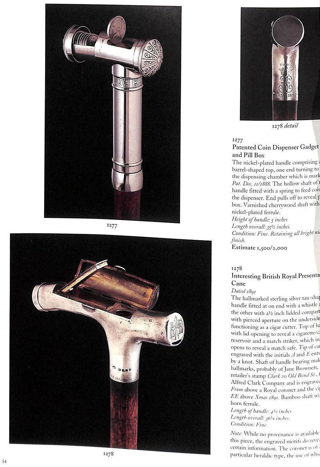 "The Herbert G. Ratner Jr Cane Collection August 23, 1999"