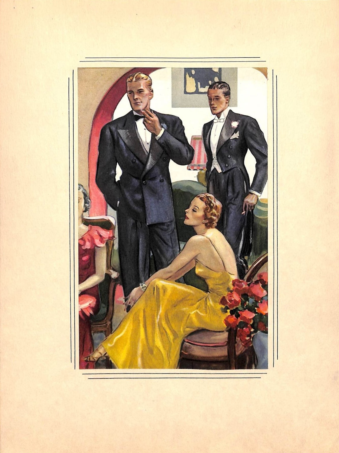 "Vintage c1930s Menswear Double-Sided Illustration Art"